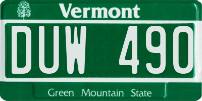 VT license plate DUW490