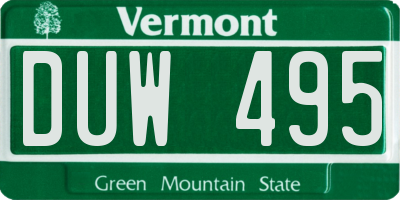 VT license plate DUW495