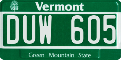VT license plate DUW605