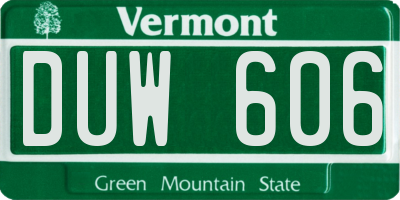 VT license plate DUW606