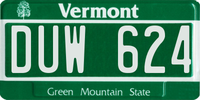 VT license plate DUW624