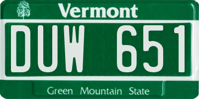 VT license plate DUW651