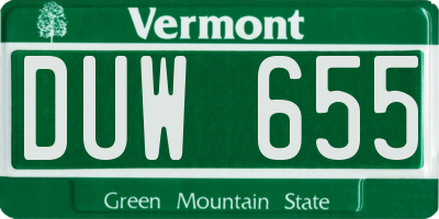 VT license plate DUW655