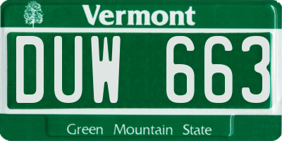 VT license plate DUW663