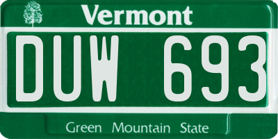 VT license plate DUW693
