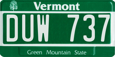 VT license plate DUW737