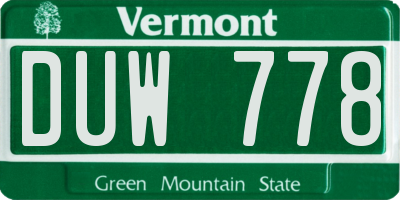 VT license plate DUW778