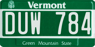 VT license plate DUW784