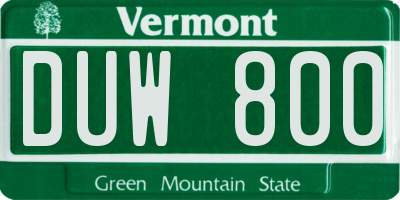VT license plate DUW800