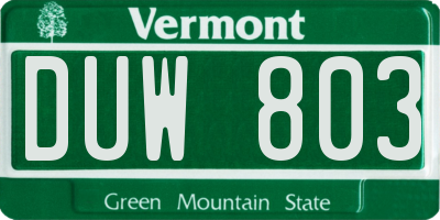 VT license plate DUW803
