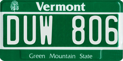 VT license plate DUW806