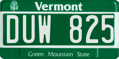 VT license plate DUW825