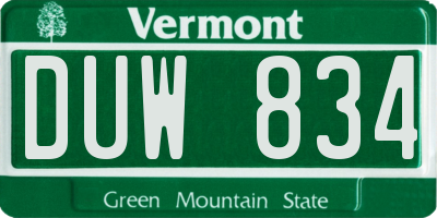 VT license plate DUW834