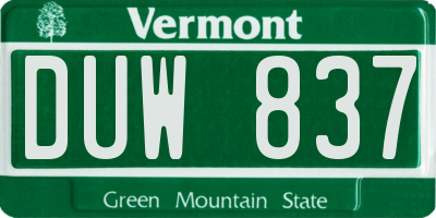 VT license plate DUW837
