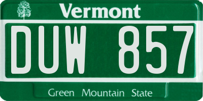 VT license plate DUW857