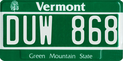 VT license plate DUW868