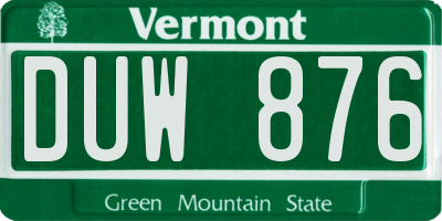 VT license plate DUW876