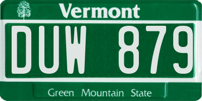 VT license plate DUW879