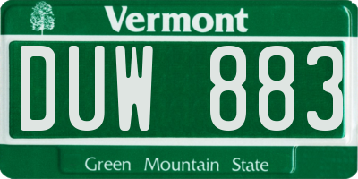VT license plate DUW883