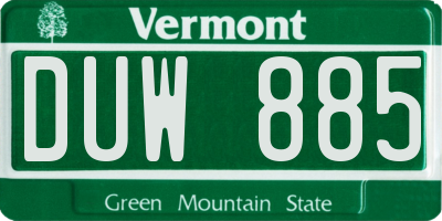 VT license plate DUW885