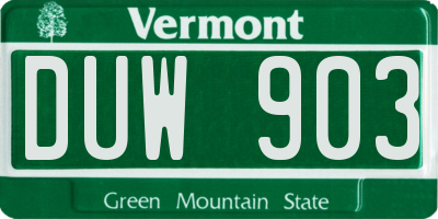 VT license plate DUW903