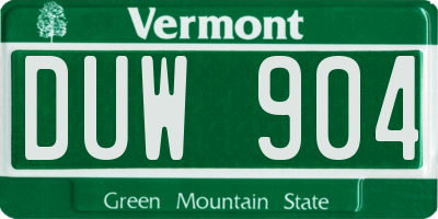 VT license plate DUW904