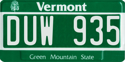 VT license plate DUW935