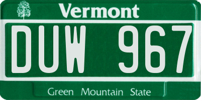 VT license plate DUW967
