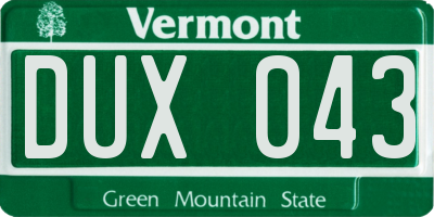 VT license plate DUX043