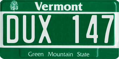 VT license plate DUX147