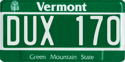 VT license plate DUX170