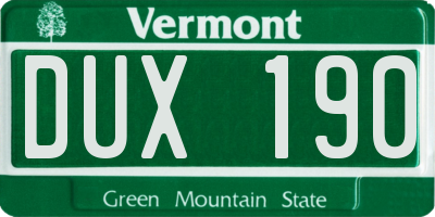 VT license plate DUX190