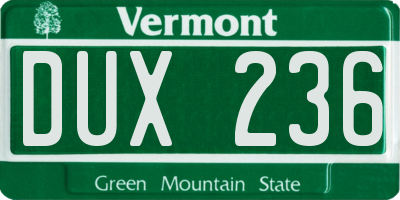 VT license plate DUX236