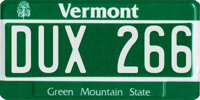 VT license plate DUX266