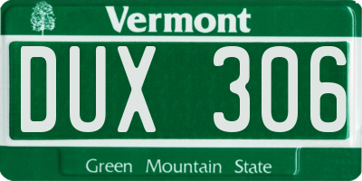 VT license plate DUX306