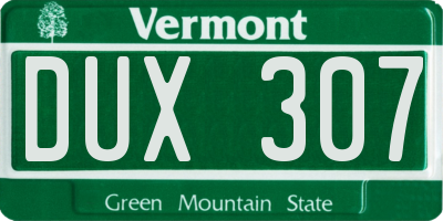 VT license plate DUX307