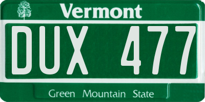 VT license plate DUX477