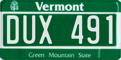 VT license plate DUX491