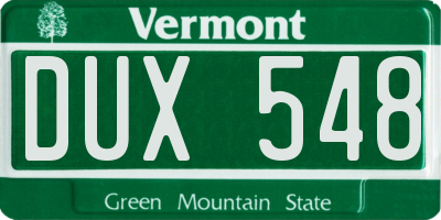 VT license plate DUX548