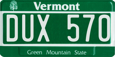 VT license plate DUX570