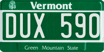 VT license plate DUX590