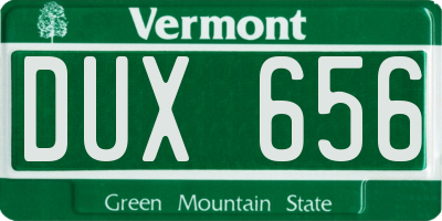 VT license plate DUX656