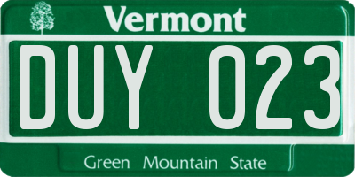 VT license plate DUY023