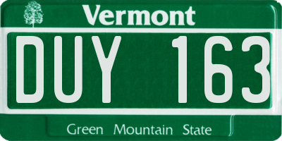 VT license plate DUY163
