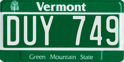 VT license plate DUY749