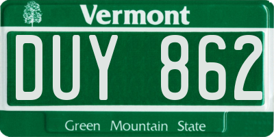 VT license plate DUY862