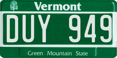 VT license plate DUY949