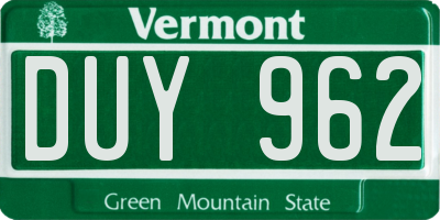 VT license plate DUY962