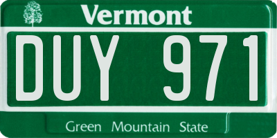 VT license plate DUY971