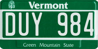 VT license plate DUY984